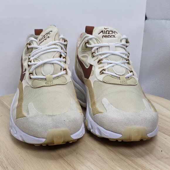 Womens Size 9 - Nike Air Max 270 React Lace Up Athletic Shoe AT6174-700 Beige - Picture 2 of 9